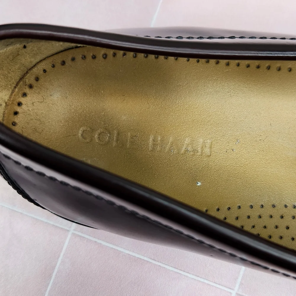 Cole Haan Mens Pinch Tassel Closed Toe Penny Loafer, Burgundy